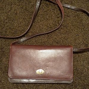 Brown wallet on a string